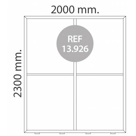 Totem luminoso de 200X230 cm para textil MEDIDAS
