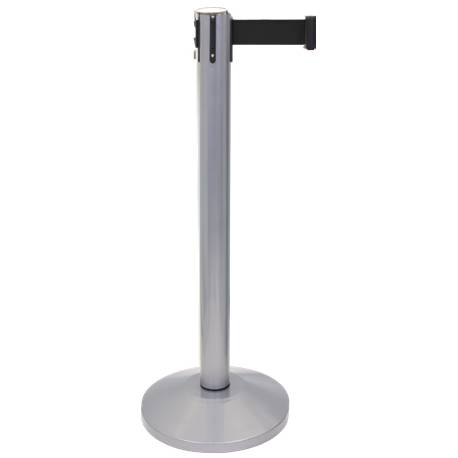 Poste de cinta extensible gris con cinta negra