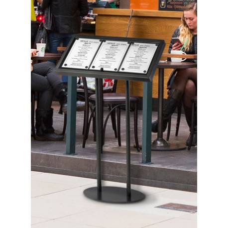 Portamenu con pie para 3 hojas A4 