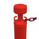 Poste de plástico rojo con base rellenable enganches para cadena