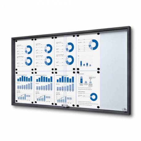 Vitrina color antracita para 10 A4 correderas de cristal templado