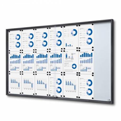 Vitrina color antracita para 21 A4 correderas de cristal templado