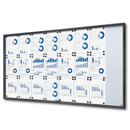 Vitrina color antracita para 24 A4 correderas de cristal templado