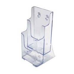 Portacatálogos para folletos 10x21 cm con 2 bolsillos