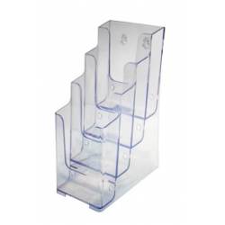 Portacatálogos para folletos 10x21 cm con 4 bolsillos