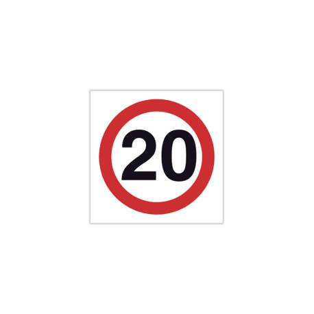 SEÑAL ADHESIVA Prohibido Circular a Más de 20 Km