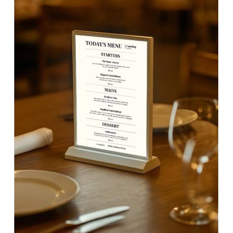 Portamenu blanco retroiluminado para A4