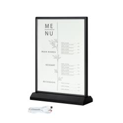 Portamenu negro retroiluminado para A4