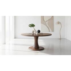 Mesa redonda de madera de acacia marrón oscuro