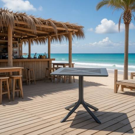 Mesa polipropileno negro, 80 x 80 cms