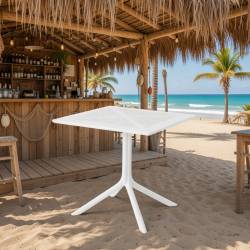 Mesa polipropileno blanco, 80 x 80 cms