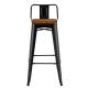 Taburete alto acero negro y asiento de madera 2