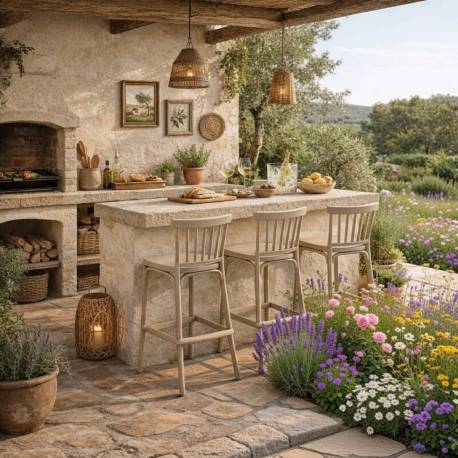 TABURETE ALTO gris tórtora DE POLIPROPILENO CON TRATAMIENTO ANTI UV