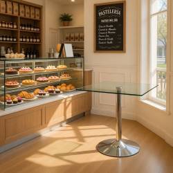 MESA CUADRADA 80 CM TAPA DE CRISTAL TEMPLADO