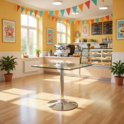 MESA CUADRADA 70 CM TAPA DE CRISTAL TEMPLADO 0