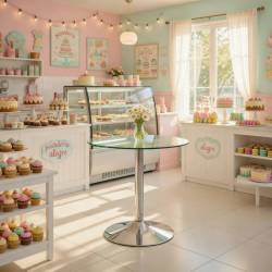 MESA REDONDA 60 CM TAPA DE CRISTAL TEMPLADO 1