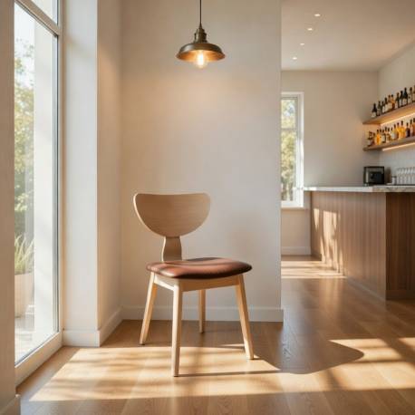 SILLA DE MADERA CONTRACHAPADA Y ASIENTO SIMILPIEL