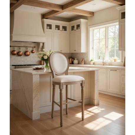 TABURETE ALTO EN MADERA TAPIZADO