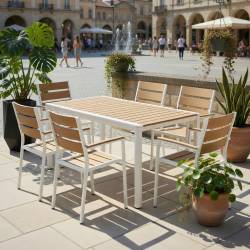 MESA 160x90 metal blanco, tablero polywood amarillo