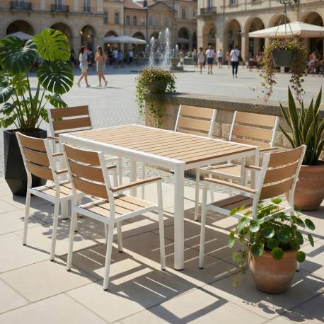 MESA 160x90 metal blanco, tablero polywood amarillo