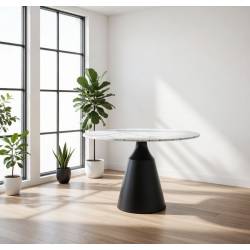 MESA REDONDA DE 120 cm DE DIAMETRO PATA EN METAL y TAPA DE CERAMICA