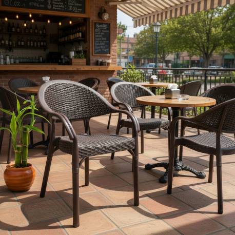 SILLON APILABLE POLIPROPILENO MARRON Y PATAS METALICAS