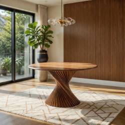 MESA REDONDA DE 130 cm MADERA ACACIA