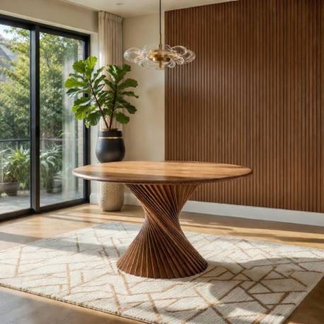 MESA REDONDA DE 130 cm MADERA ACACIA