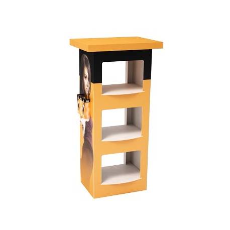 Mostrador de promoción con baldas