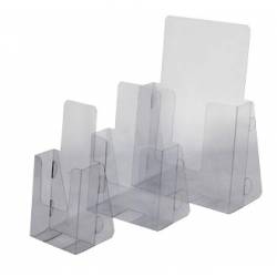 Portafolletos de sobremesa en PVC transparente