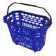 Cesta de compra con ruedas azul