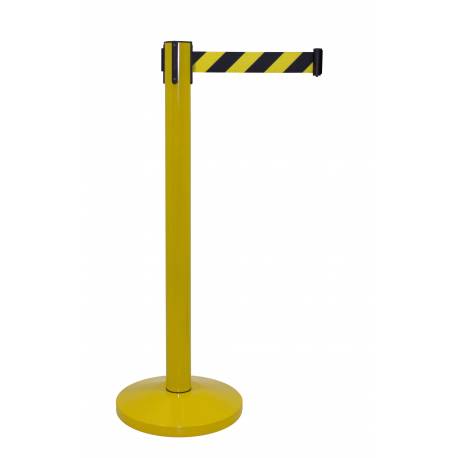 Poste de dinta extensible amarillo con cinta amarillo y negro